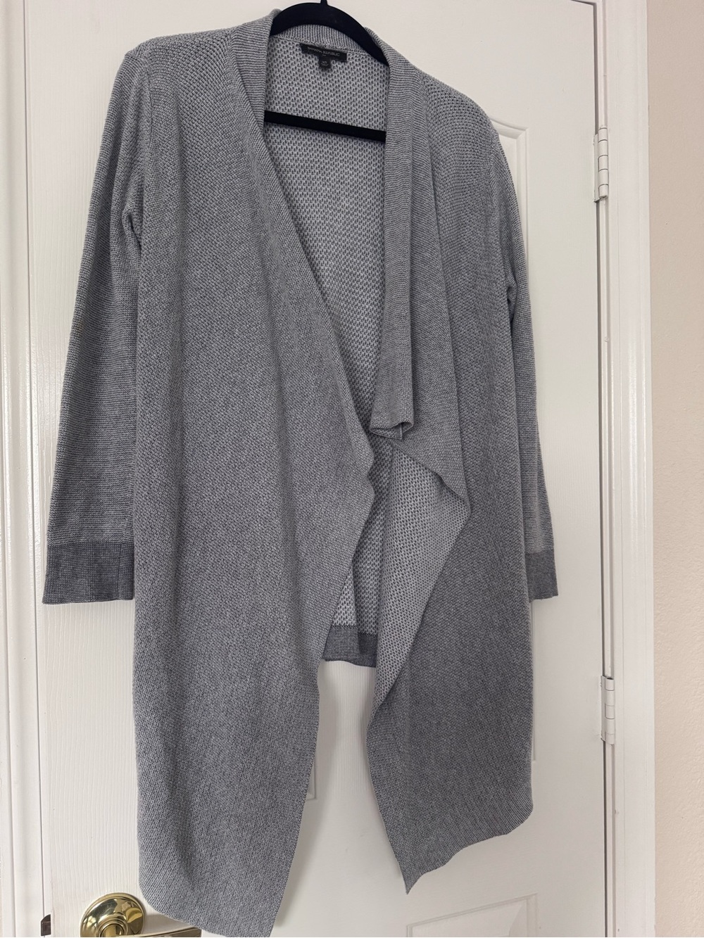 Banana Republic Light Gray Draped Open-Front Cardigan